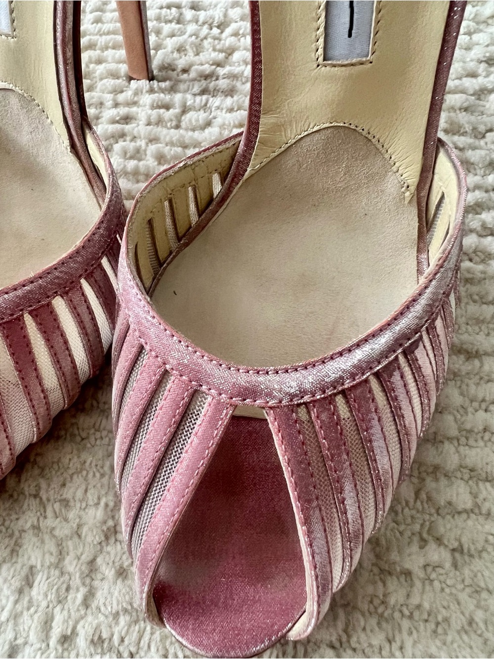 Brian Atwood Rare Pink Metallic Strappy Stiletto Sandals - Picture 3 of 12
